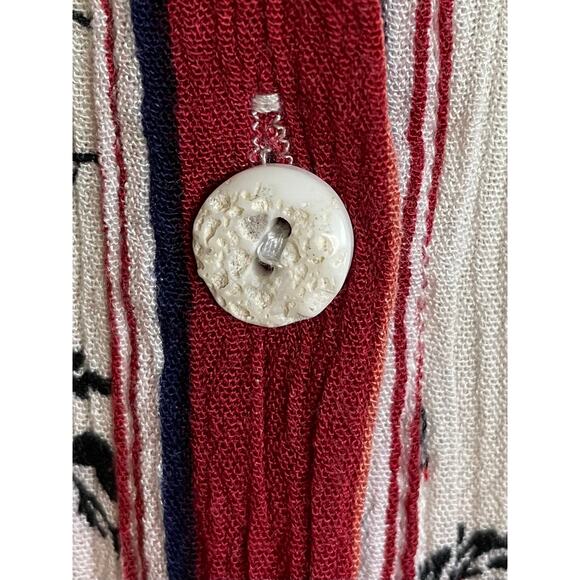 POL Ombre Floral Button Up Blouse Sz M Pink Red Cream Boho Gauze Top Casual - Picture 5 of 11